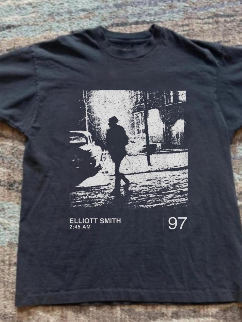 Gildan Black Elliott Smith Graphic Tee with White Photo Print